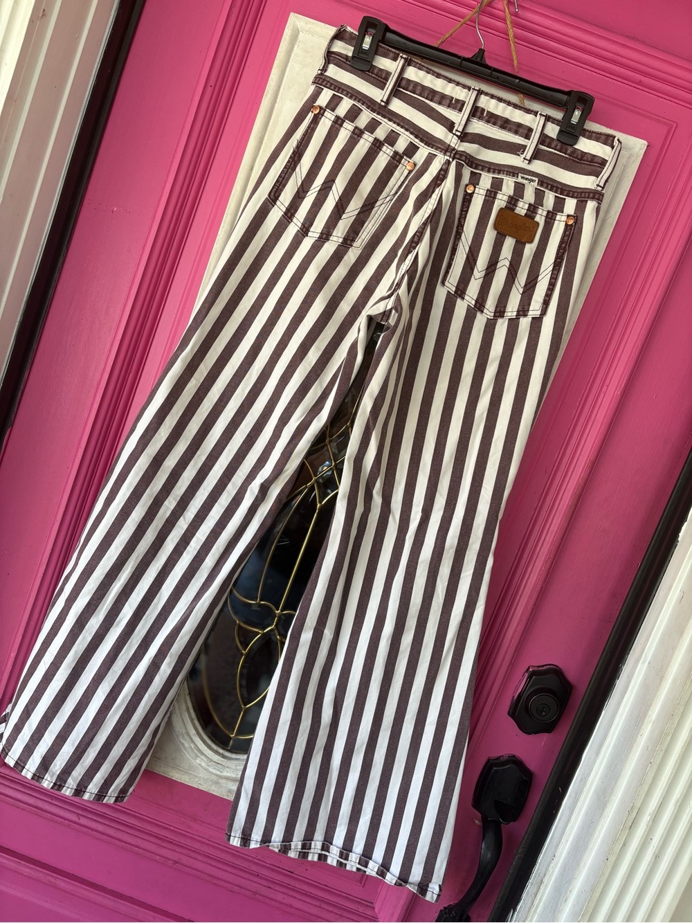 Wrangler Brown and White Vertical Stripe Flare Jeans - Picture 7 of 12